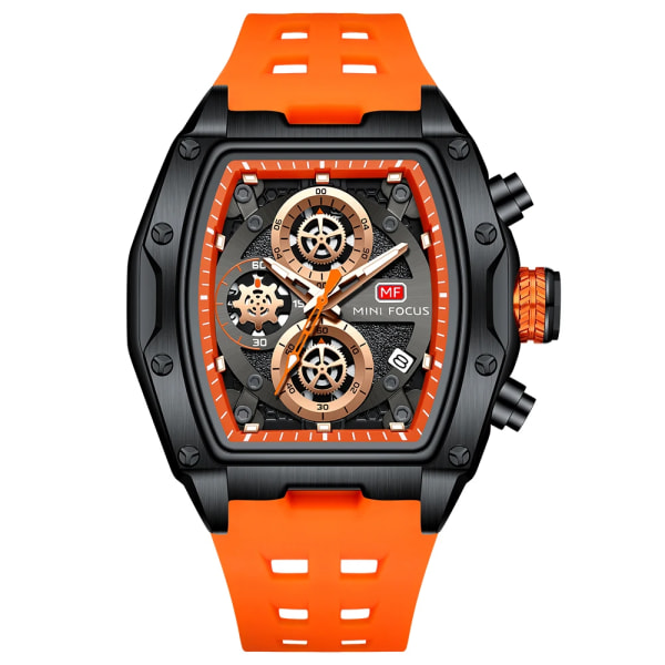 MINI FOCUS Herrklockor Lyx Sport Watch För Herr Vattentät Med Lysande Visar Kronograf Armbandsur Silikonarmband MF0473G02