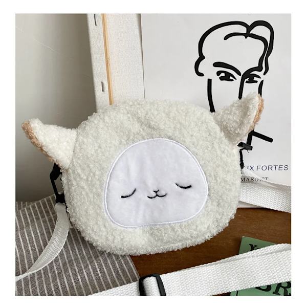 Kawaii-väska i japansk stil för kvinnor tecknad plysch axelväska för kvinnor Ny Crossbody-väska Liten telefon- och handväska Bolsa Feminina White