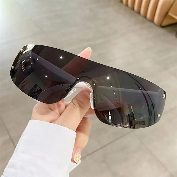 Y2K Solglasögon för kvinnor Män Trendiga båglösa Star Punk One Piece Goggles Oversized Wrap Around Solglasögon 2000-talsglasögon UV400 Solglasögon A-C8