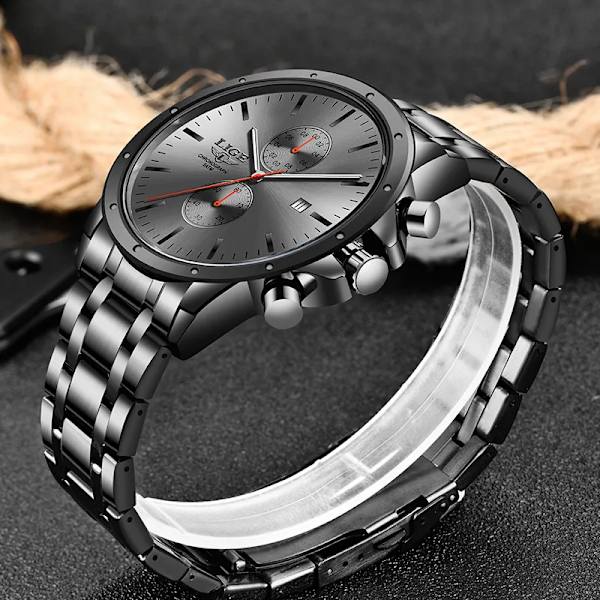 2021 Ny Watch Lyx Toppmärke Militärsvart Quartz Klockor Herr Vattentät Kronograf Sport Lysande Armbandsur Black red S