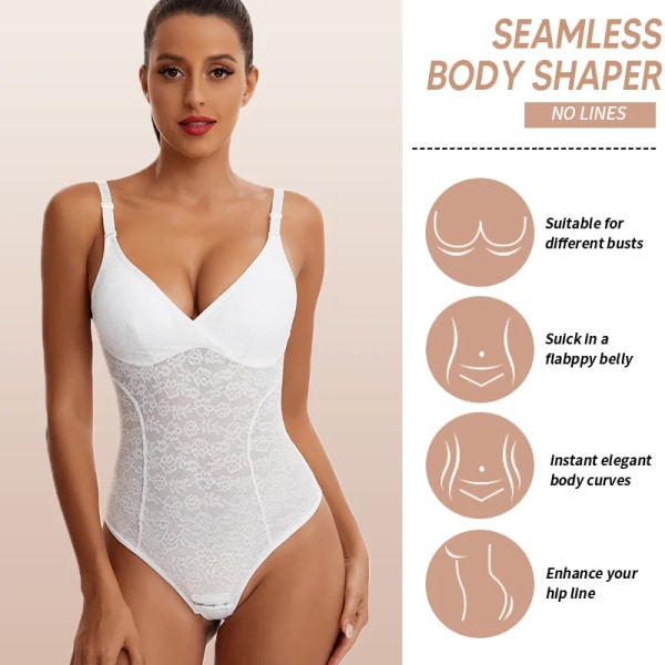 3 i 1 spets Shapewear Body för kvinnor Sexiga bröst vadderade stringtrosor Fajas MISS MOLY midja slimmade mage släta korsetter Black S