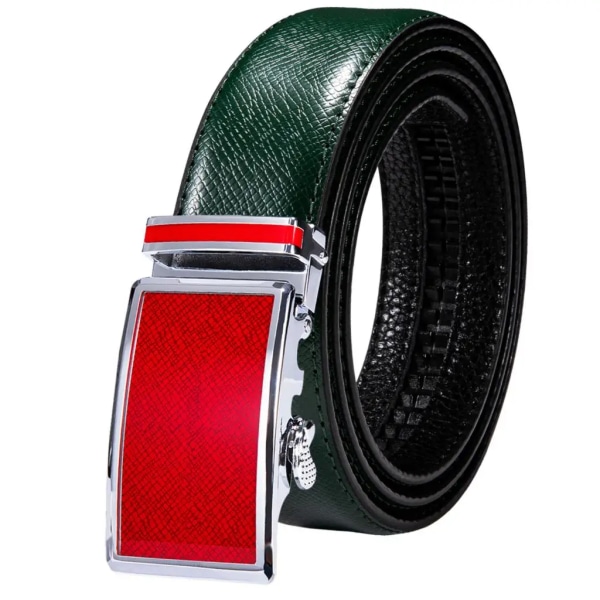 Högkvalitativt grönt äkta läder Herrbälten Lot Styles Automatiska spännen för klänning Jeans Kostym Herr Midjeband Bälte Bröllopspresent 2203DMI 130cm