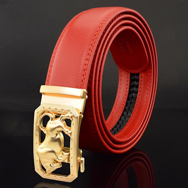 Lyxmärke tiger automatiskt spänne man vitt bälte äkta läder modedesigner Casual Hög kvalitet ceinture homme Red gold 1(.204) 110cm(.204)