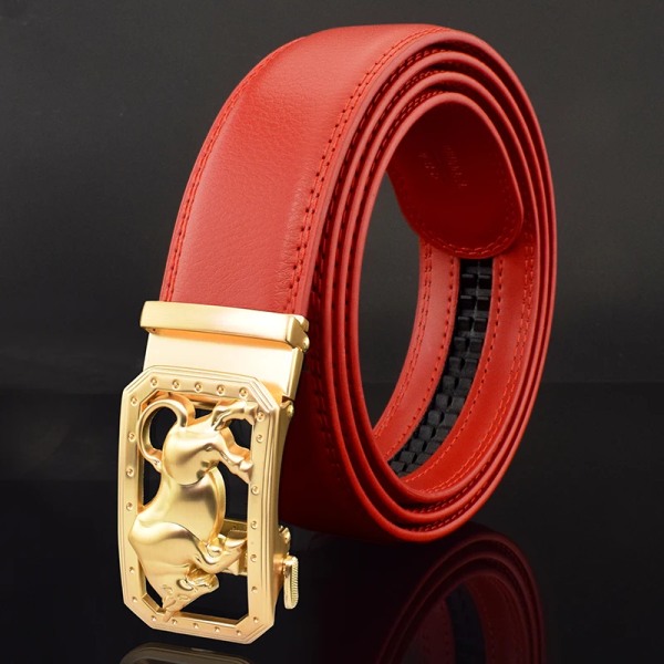 Lyxmärke tiger automatiskt spänne man vitt bälte äkta läder modedesigner Casual Hög kvalitet ceinture homme Red gold 1(.208) 120cm(.208)