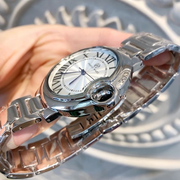 Hot Sell Toppkvalitet Damklockor Man/Kvinnor Relogio Silver Lyx Stål Mode Blå Ballong Armbandsur Reloj Mujer No date Steel 42mm