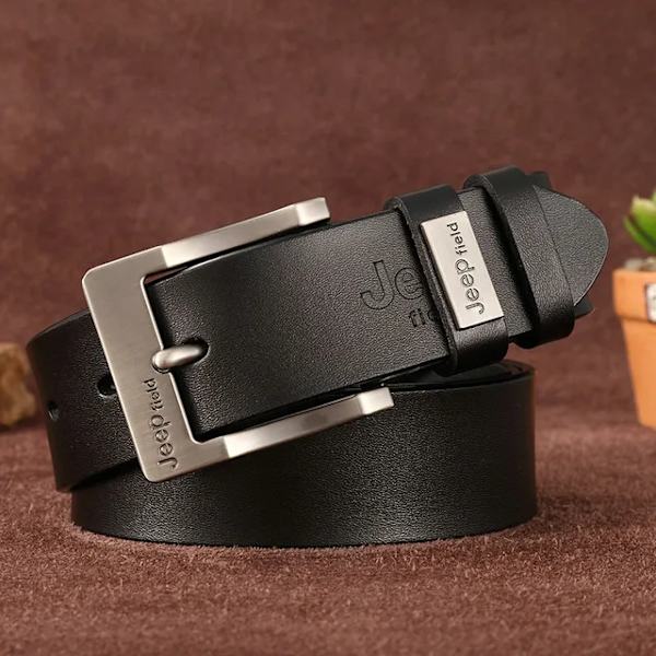 Lyxmärke Designer Bälte Herr Mode Äkta Läder Midjerem Legering Nål Spänne Herrbälte Cummerbunds Ceinture Homme 2022 JEEPFTJ-Black 115cm