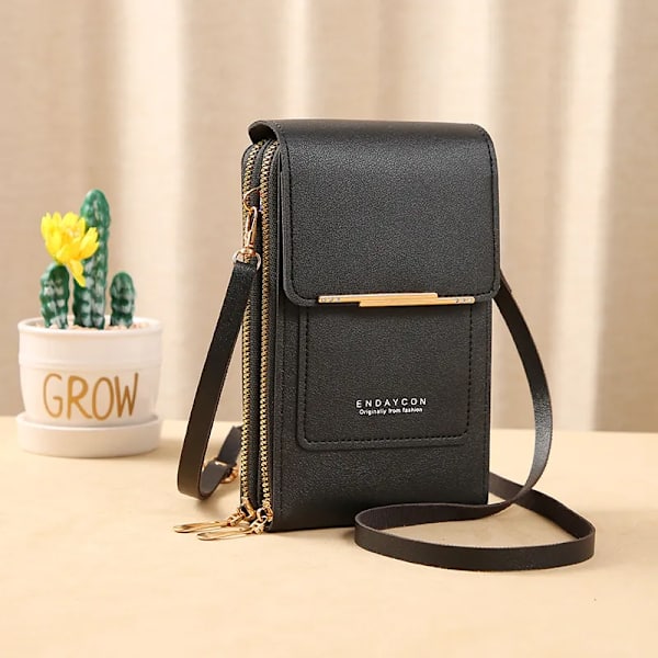 Buylor Damväska Touch Screen Mobilväska Plånböcker Mjuk läderrem Handväska Kvinnlig Crossbody Axelväskor för kvinnor brown 11x4x18CM