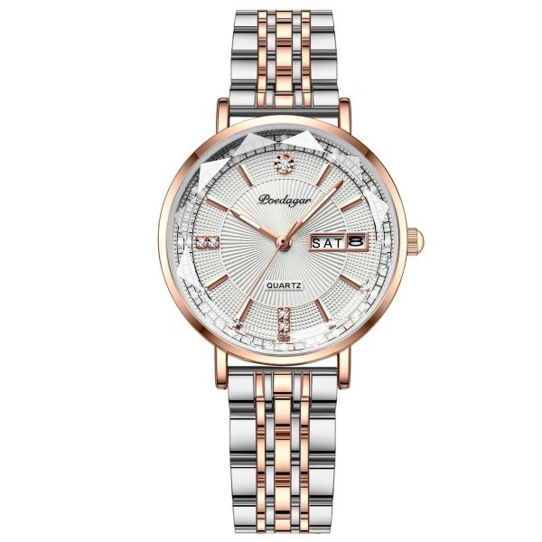 POEDAGAR Watch Rose Gold Mode Quartz Klockor Toppmärke Lyx Damarmbandsur Vattentät Date Week Flickvänpresent White S