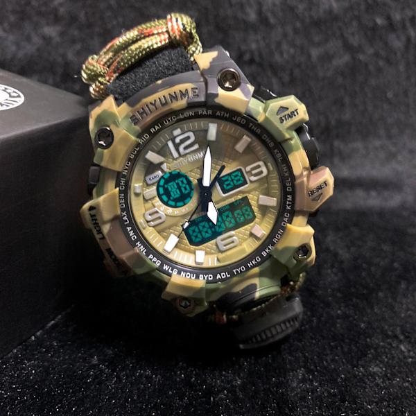 SHIYUNME G Style Herr Sportklockor Utomhuscamping Kompass Termometer Vattentät LED Digital watch Man Militär Watch Red with box