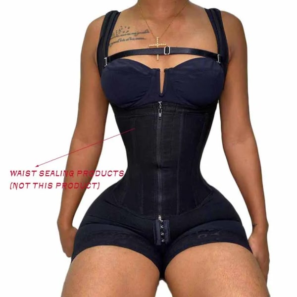 Shapewear Dam Fajas Colombianas Kompression Höftlyft Öppet bröstplagg Bred justerbar axelrem Damkroppsformare Black XXXL