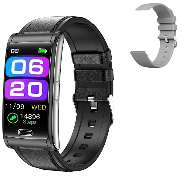 E600 EKG Smart Watch Herr Icke-invasiv Blodsocker Puls Blodtrycksmätare Sportsteg Smartwatch Dam Android add silica gray(.1259)