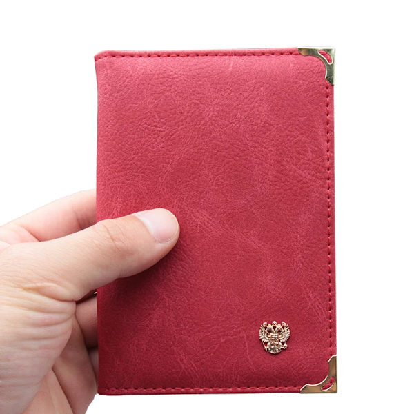 Rysk svart retrostil Auto körkortsväska PU- cover för bilkörningsdokument Kortkredithållare Case red