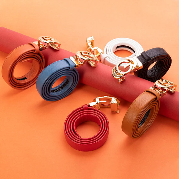 Nytt läder tunt bälte för kvinnor metall häng spänne midjerem Lyx märke designer kvinnlig klänning byxa dekoration midjeband Brown(.645) 95cm(.645)