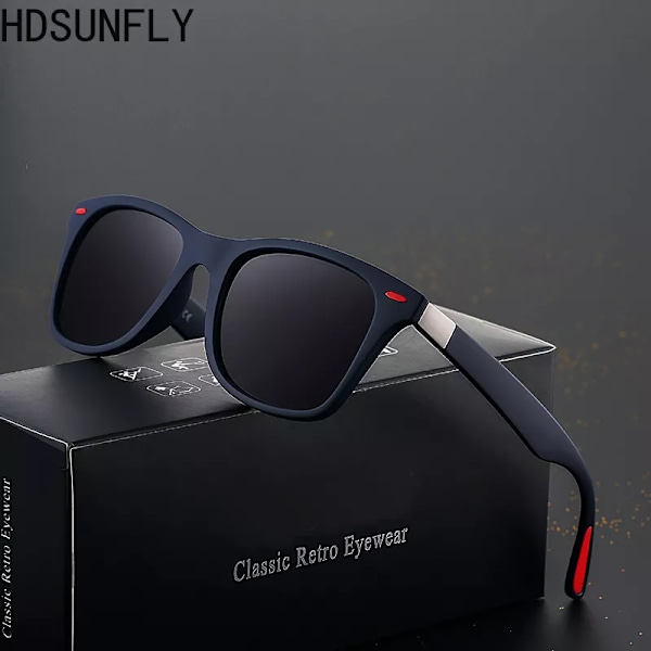 HDSUNFLY Män Polariserade Solglasögon Män Kvinnor Fyrkantiga Märke Designer Rays Driving Solglasögon Goggle UV400 Gafas De Sol 2020 Nyhet grey red black Package A