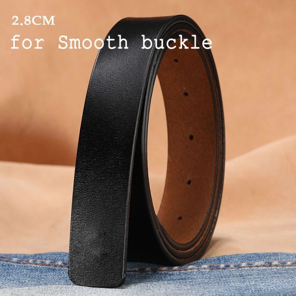 2,8cm 3,0cm 3,3cm 3,5cm 3,8cm Läderbälteskropp Inget spänne för slät Automatisk Pin Spänne Bältesrem Utan Spänne Herr Damer Smooth Black 2.8CM 100cm