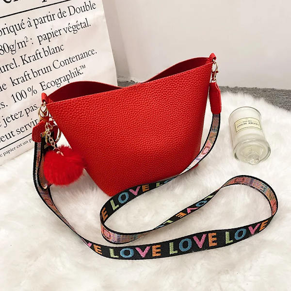 Mode Enkel axelväska Casual Litchi-mönster Crossbody-väskor för kvinnor Dam Designer Handväskor Dam Messenger Bags Red