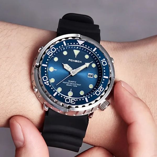 Casual män klockor för män Toppmärke lyx silikon watch män kvarts datumklocka Vattentät armbandsur Chronograph silver blue