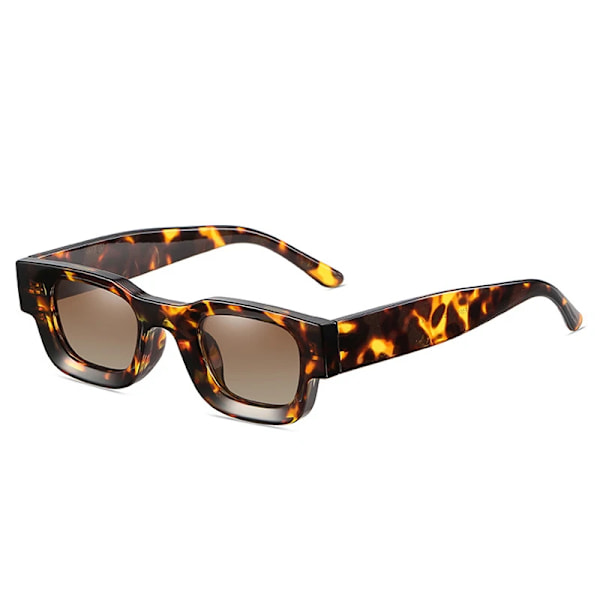SO&EI Ins Populärt mode Små fyrkantiga polariserade solglasögon Dam Retro Punk Shades UV400 Män Trendiga solglasögon Leopard tea gradient As the picture