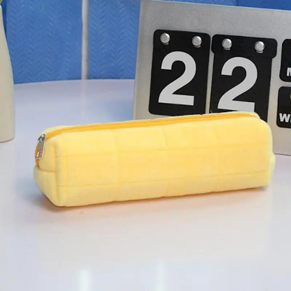 Söt enfärgad päls sminkväska för kvinnor resor Kosmetisk väska Dragkedja Stor smink necessär Tvätt case Nödvändig Yellow A