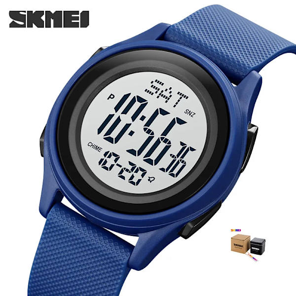 Watch Herr Multifunktionsklockor Väckarklocka Chrono 5Bar Vattentät Watch SKMEI Relogio Masculino Blue BOX