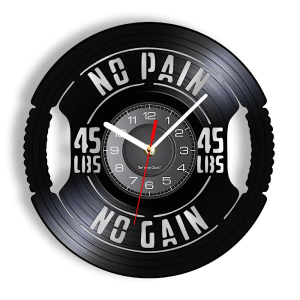 Bodybuilding Väggklocka Tillverkad av Äkta Vinylskiva Träning Tyngdlyftning Gymutrustning LED Bakgrundsbelysning Modern Klocka Till Kroppsbyggare Without LED(.104)