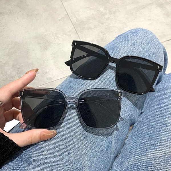 OIMG Vintage fyrkantiga solglasögon Dam överdimensionerade solglasögon Herr Retro Svarta Solglasögon Skärmar Goggle UV400 Oculos De Sol grey As Picture