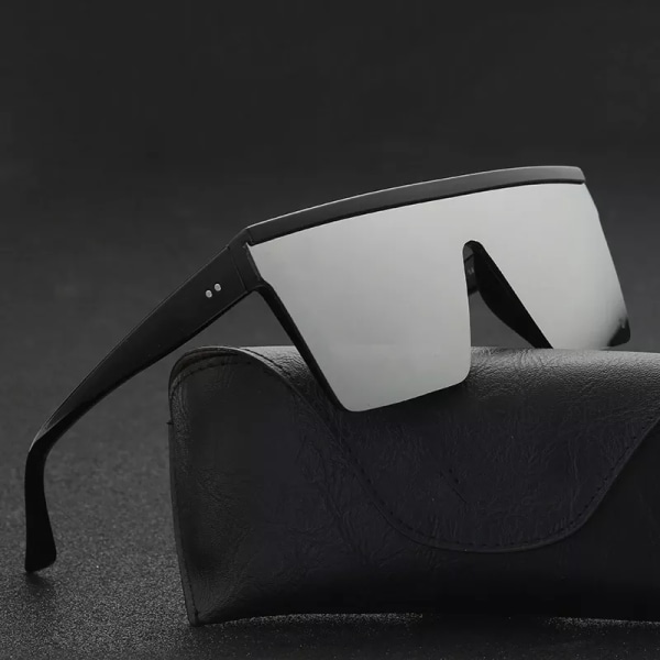 DCM Nya Oversized Man Flat Top Solglasögon Märke Black Square Shades UV400 Gradient Solglasögon UV400 C3 Blue