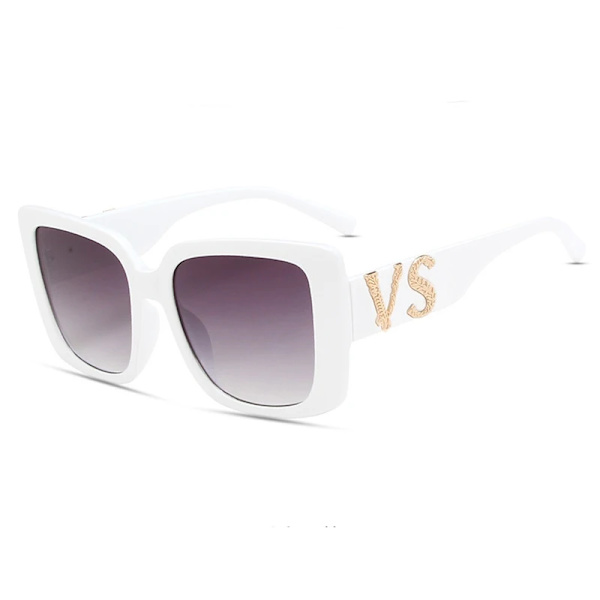 Bokstäver VS Solglasögon För Kvinnor Män Märkesdesign Mode Retro Vintage Fyrkantiga Solglasögon Lyxdesign Manlig Kvinnlig Glasögon White As Show