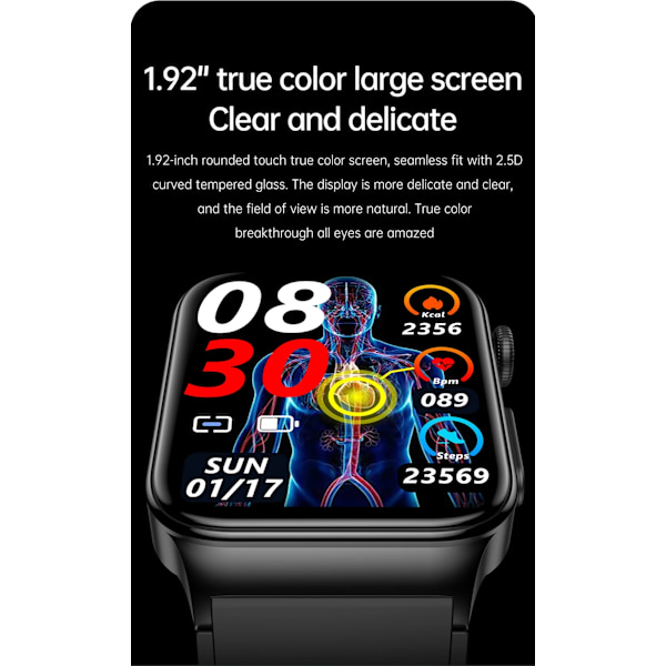 Ny E500 Blodsocker Smart Watch EKG-övervakning Blodtryck Kroppstemperatur Smartwatch Män IP68 Vattentät Fitness Tracker Red