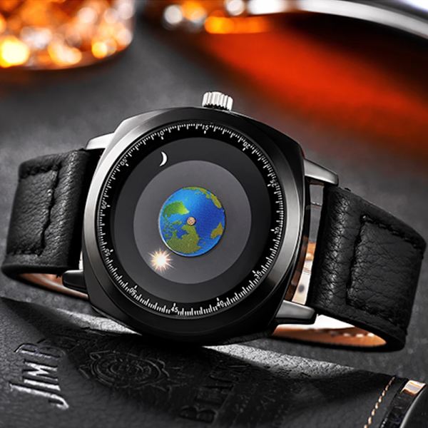 ADDIES Mode Personlighet Kreativ Rotation Earth Watch Silikon Läder Kvarts Sportklockor Män Watch relogio masculino Leather strap