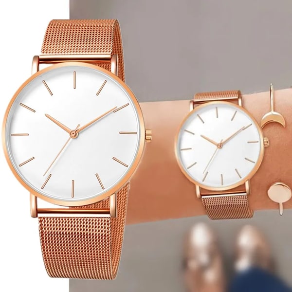Watch 2022 Lyxmode Enkel Armbandsur Läder Guld Urtavla Casual Man Brecalet Quartz Clock Vip-länk för droppe 567 Black white