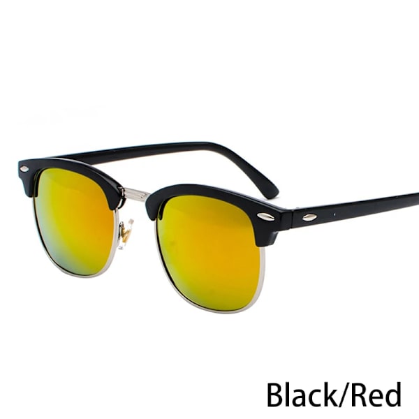 RUOBO Klassiska polariserade solglasögon för män Kvinnor Märkesdesign Körspegel Yta Lins Solglasögon Goggle UV400 Gafas De Sol Black-Red Silver Frame
