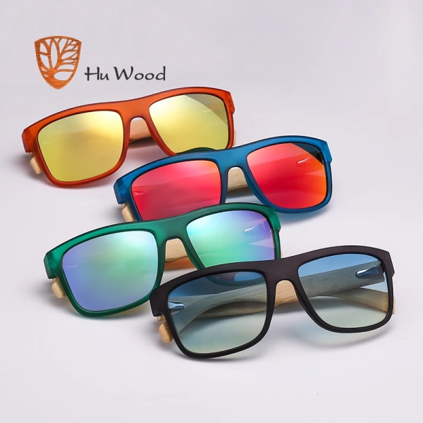 HU WOOD New Arrival Sea Gradient Shades Solglasögon för män Bambu Solglasögon Röda UV400 Linser Sport Mode Körning GR8010 Red Polarized