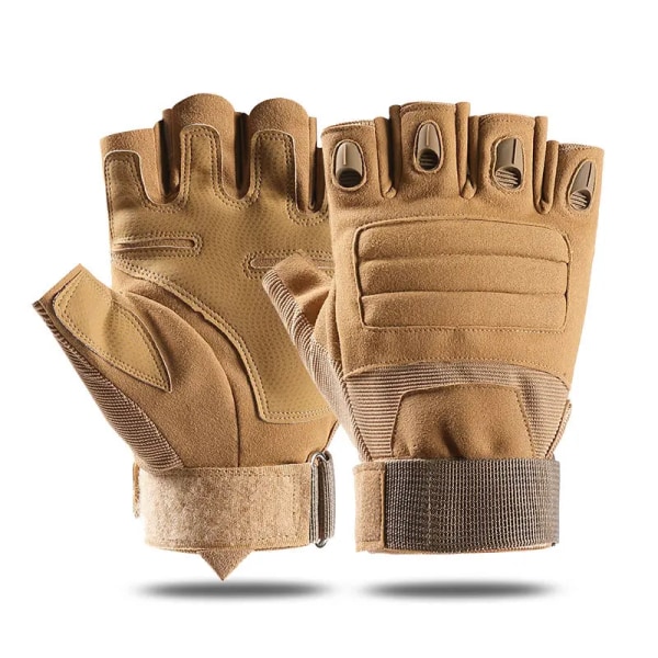 Män Sommar Utomhussport Halvfingerkamp Andningsvante Specialstyrkor Skyddsdyna Fitness Halkfri ridhandske N4 Sand Color XL