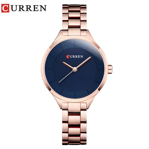 CURREN Toppmärke Mode Damklockor Rostfritt stålband Quartz Watch Klocka Relogio Feminino rose blue box