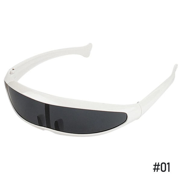 Futuristic Narrow Cyclops Visir Solglasögon Laser Glasögon UV400 Personlighet Spegellins Kostym Glasögon Glasögon Herrglasögon White-Grey Other