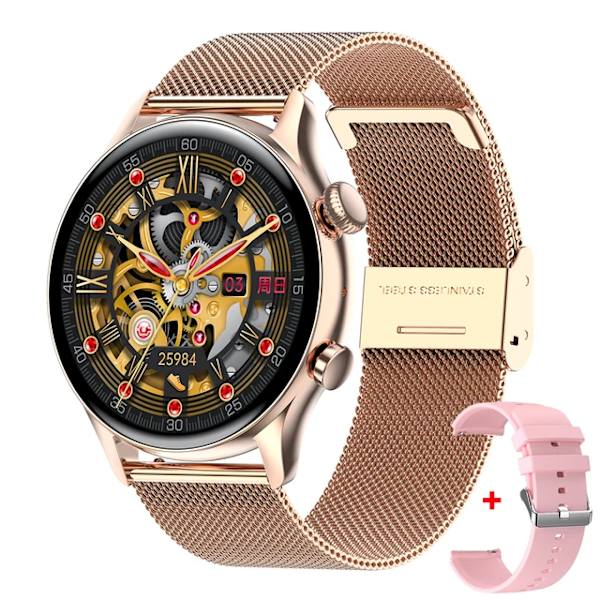 HK8 Pro Bluetooth Call I30 Smartwatch Herr 1,36 tum AMOLED 390*390 skärm Smart Watch IP68 Vattentät Gold Steel