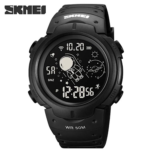 Sportklockor Herrklocka Cosmonaut Dial Time Led Light Display Watch Herr Digital Armbandsur 50M Vattentät SKMEI Reloj Hombre 1068 RED