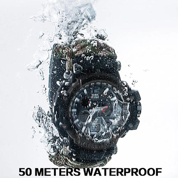 Utomhus Survival Watch Multifunktionell Vattentät Militär Taktisk Paracord Watch Armband Camping Vandring Nödutrustning EDC khaki with box
