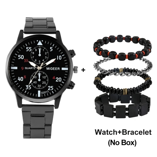 Watch för män Mode Business Man Set Gåva till pojkvän Brunt Läder Armbandsur för män Reloj Hombre KWD0105N