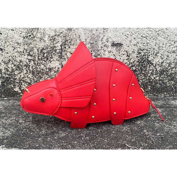 Triceratops Mini Crossbody-väska för kvinnor Plånböcker och handväskor Mode Axelkedja Kedjeväska Clutch Chic Girl's Designer-väskor Red