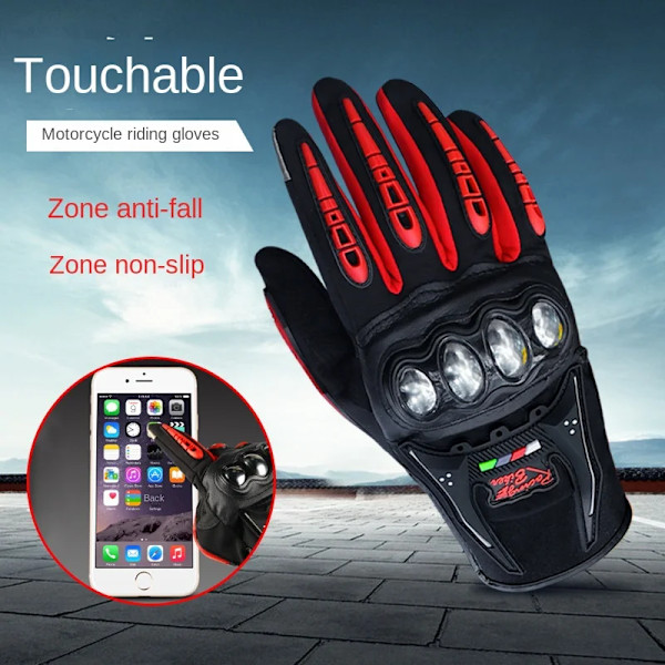 Motorcykelhandskar 100% Vattentäta Vindtäta Vinter Herr Touch Screen Andningsbara Motorcykel Racing Handskar Red M