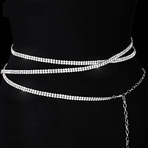 Strass midjekedja Mode tunna sektioner Damkedja Dam Elegant Lyx Magdans Diamantbälte Bg-1296 2 meter chain 105cm