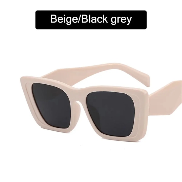 Mode Fyrkantiga Solglasögon Kvinna Vintage Cat Eye Design Solglasögon Kvinna Man Personlighet Cool Retro Svart Cateye Oculos Beige Black grey
