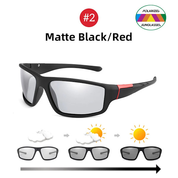 VIVIBEE Män Photochromic Solglasögon Svarta Sportglasögon Kvinnor Färgskiftande Polariserad körning 2022 Missfärgning Solglasögon 2 Black Red As Picture