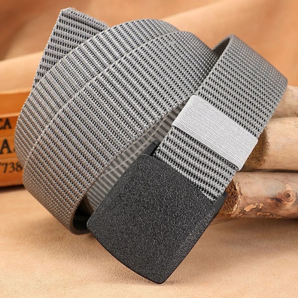 Man Casual Taktisk Nylon Webbing Canvas Bälten Jakt Multi Function Combat manlig Bälte Lyx hög kvalitet utomhusrem HB041 gray 110cm