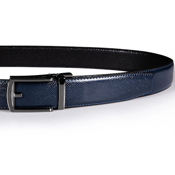 Högkvalitativt märke herrbälten blå koläder Automatiska spännen Spärr midjeband Bälte för män Klänning Jeans Kostym Byxor Present 0003DME 110cm