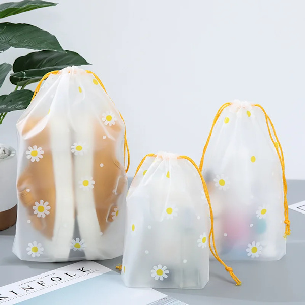 1 ST Transparent Vattentät Resekosmetikväska Case för kvinnor Badkar Smink Organizer Toalettartiklar Tvätt Skönhetssats Förvaringspåse 1pc Frosted Daisy 16x20cm