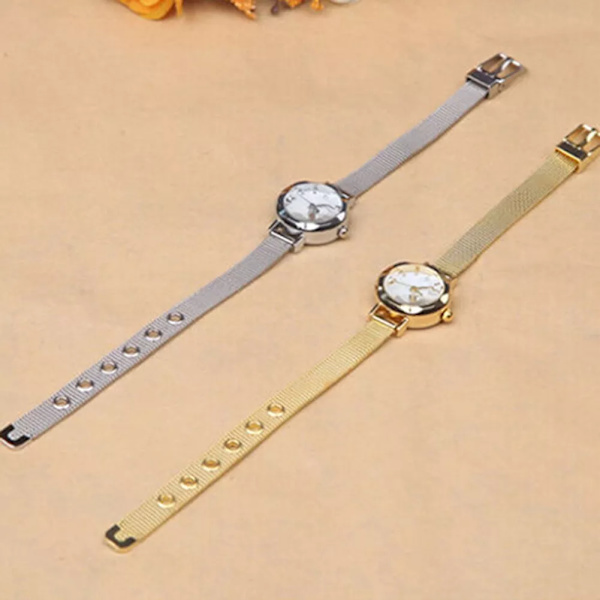 HET FÖRSÄLJNING!!! Dammode Mesh Finlegering Band Strassurtavla Quartz Armband Watch Ny ankomst White