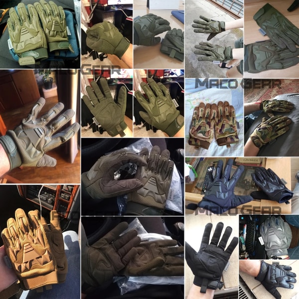Taktiska handskar Camo Militär Armé Cykelhandske Sport Klättring Paintball Shooting Åka Helfingrar Skida Män Män Black L